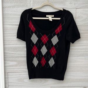100% Cashmere Argyle short sleeve Sweater A Giannetti
